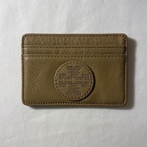 Tory Burch tan leather card holder.